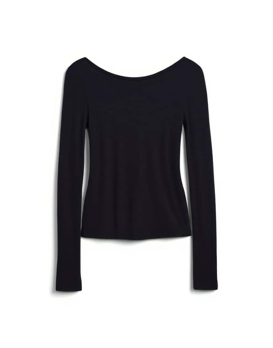 Topshop clean long sleeve top in black