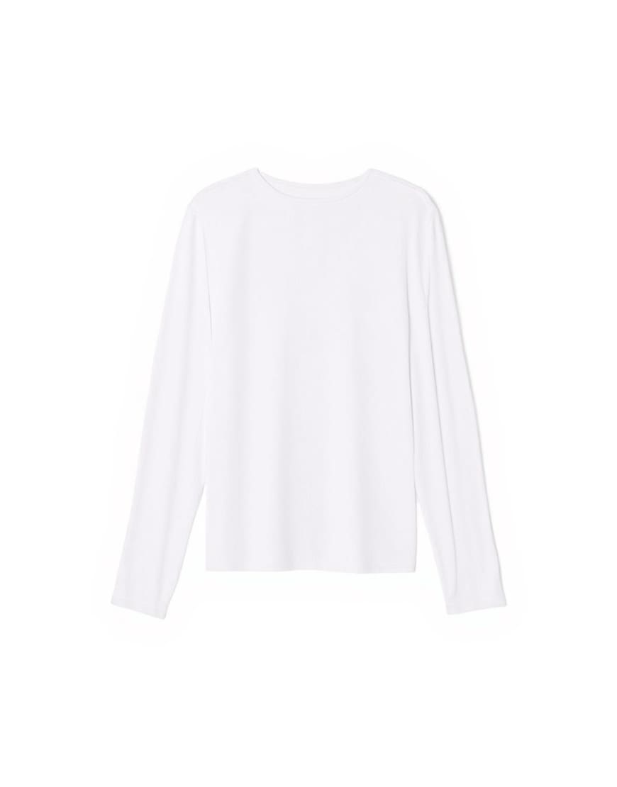Topshop premium rib long sleeve top in ecru