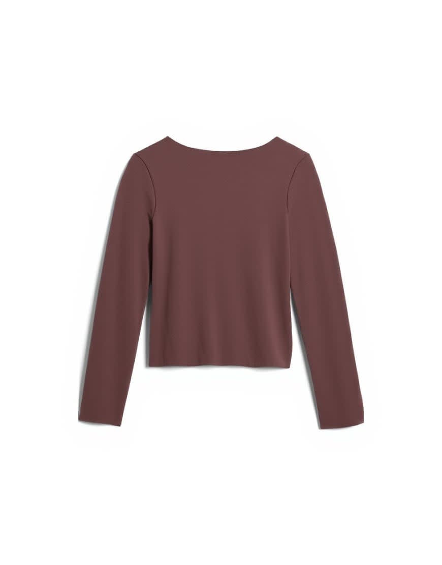 Topshop clean long sleeve top in chocolate brown