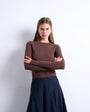 Topshop clean long sleeve top in chocolate brown
