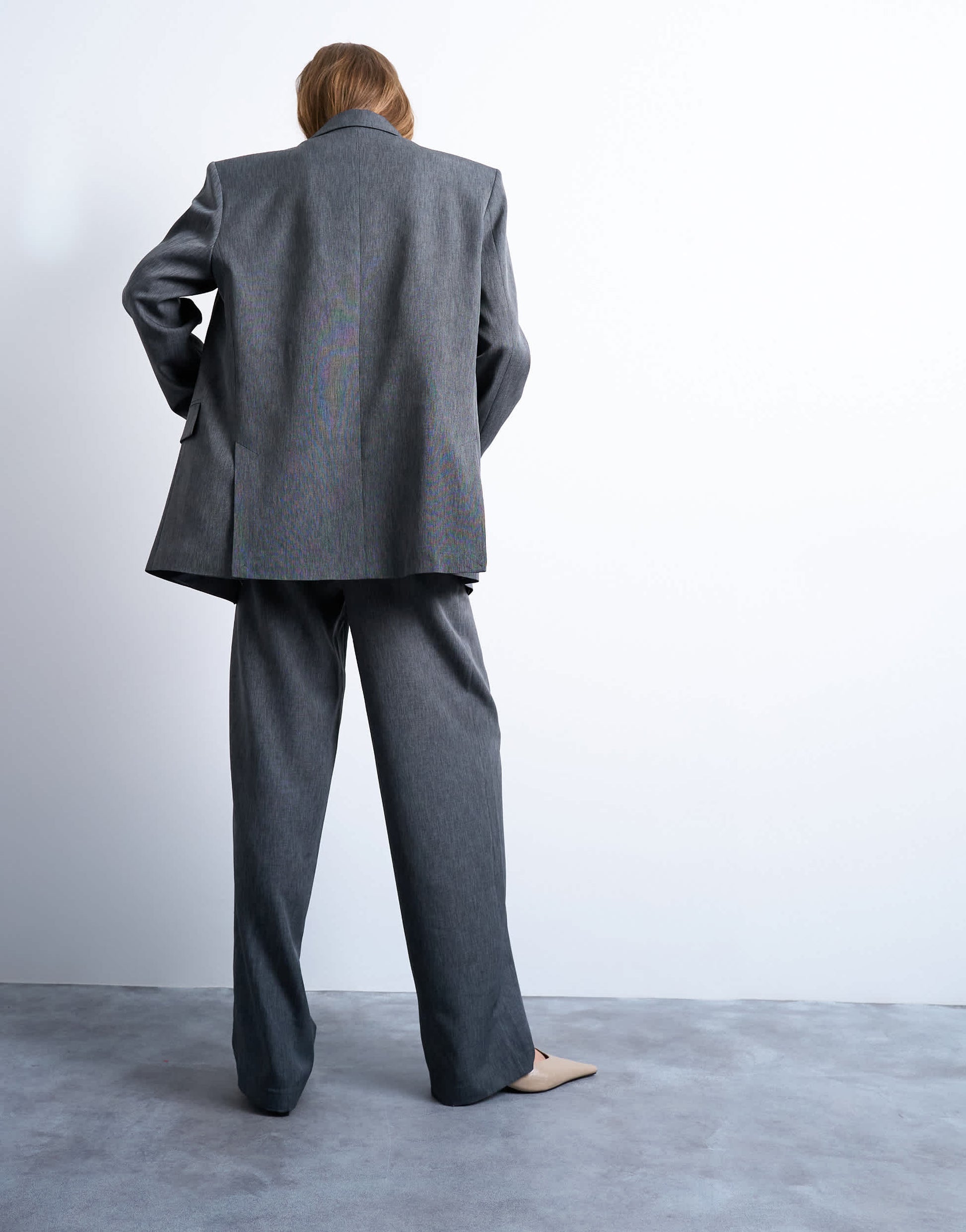 Topshop tonic pleated suit trouser with side buckle in grey