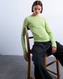 Topshop premium rib long sleeve top in light green
