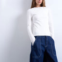Topshop clean long sleeve top in ivory