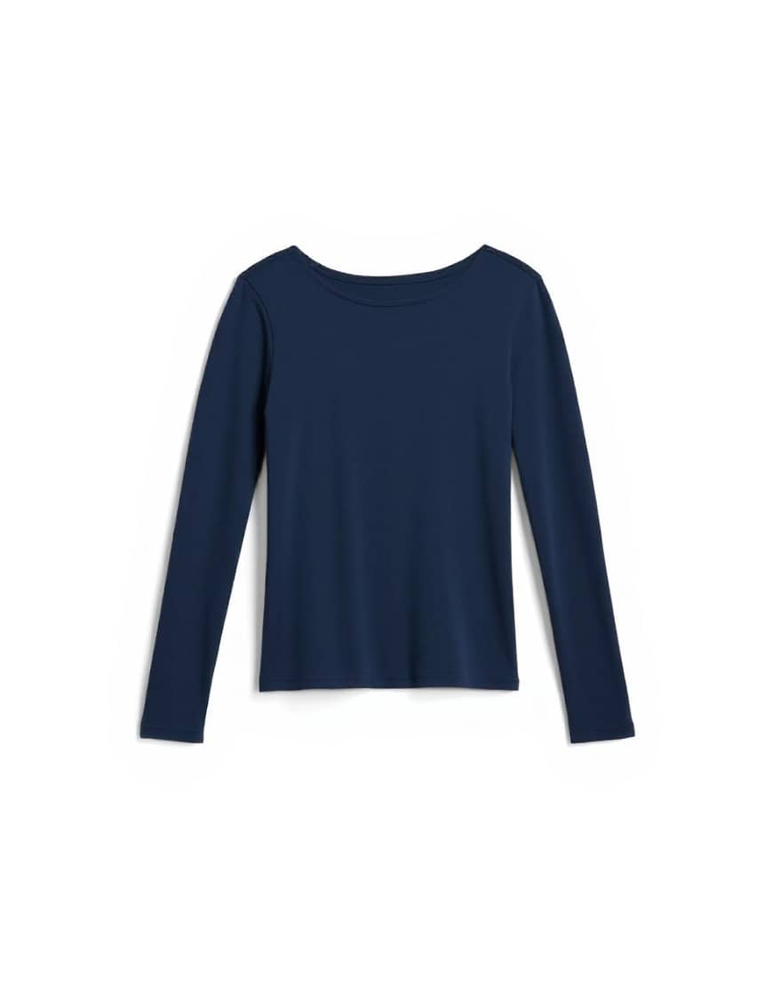 Topshop clean long sleeve top in navy