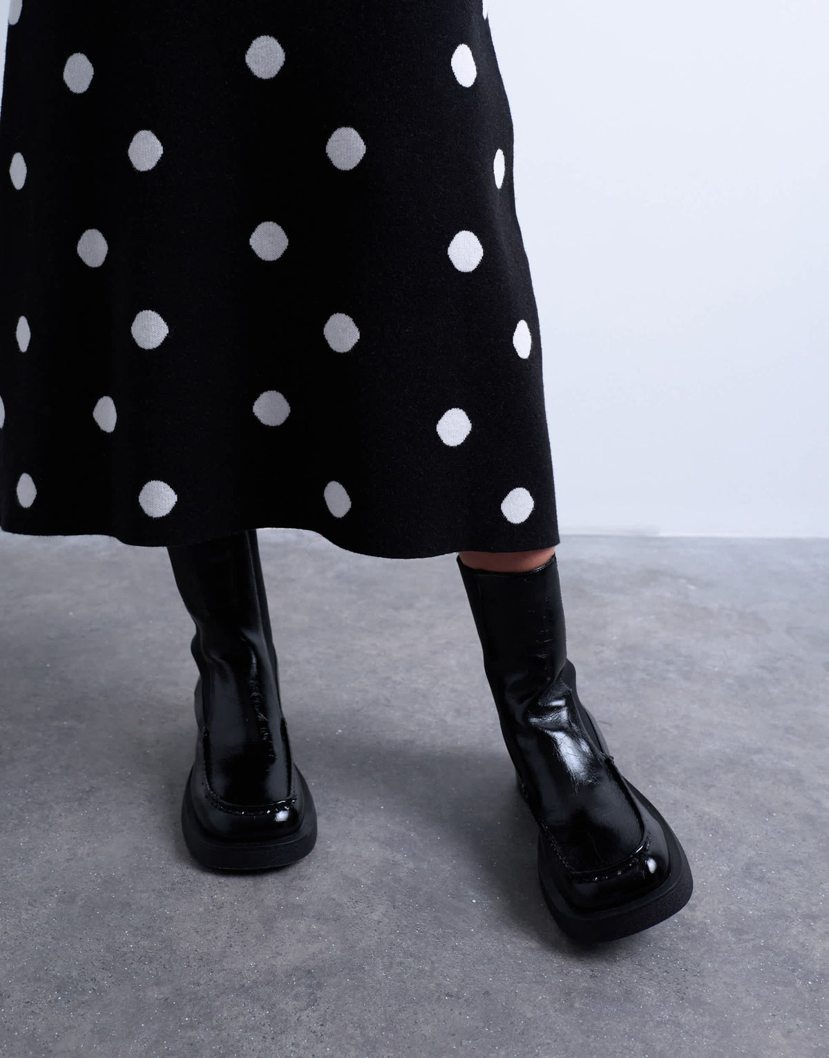Topshop compact knit skirt co-ord in polka dot