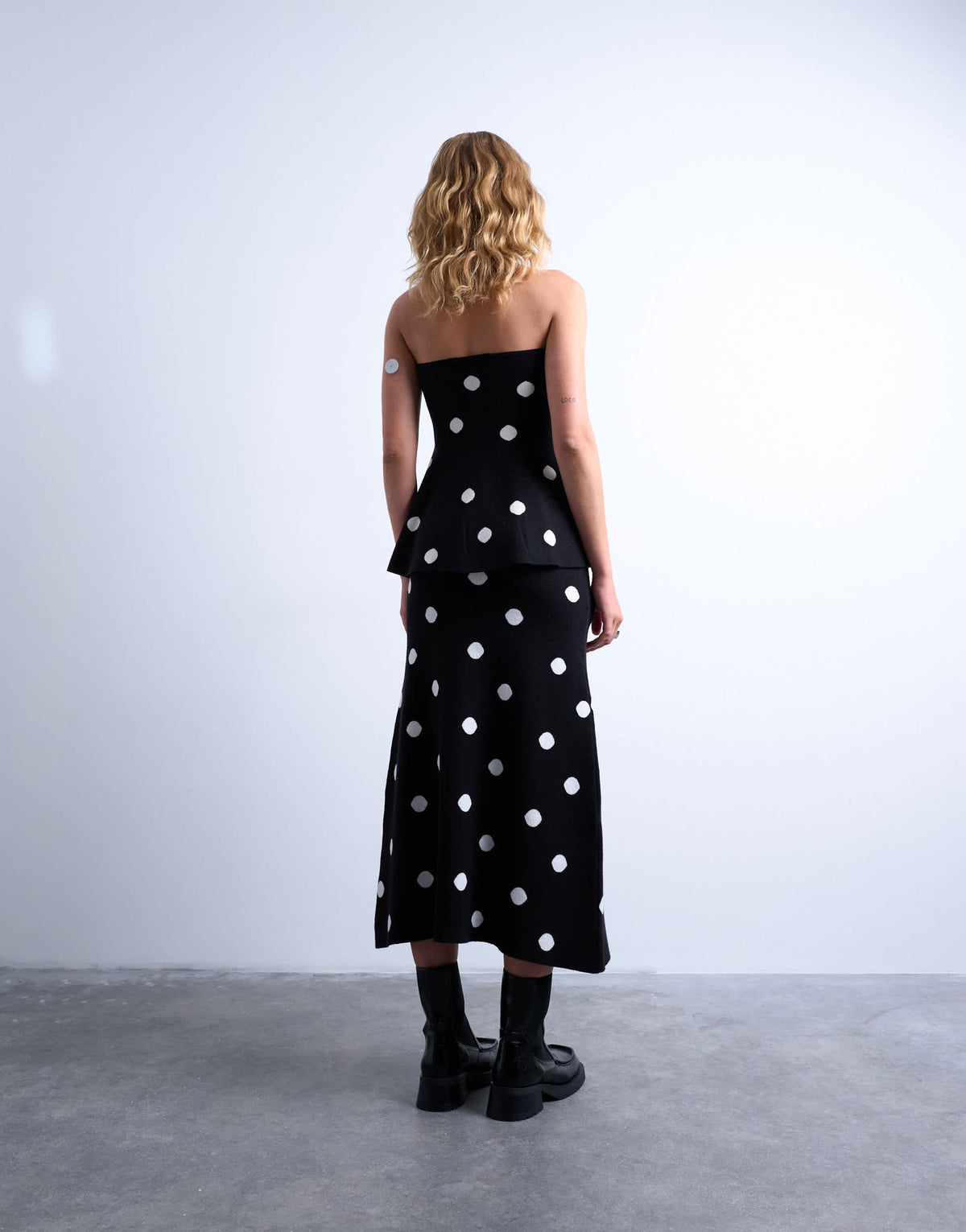 Topshop compact knit skirt co-ord in polka dot