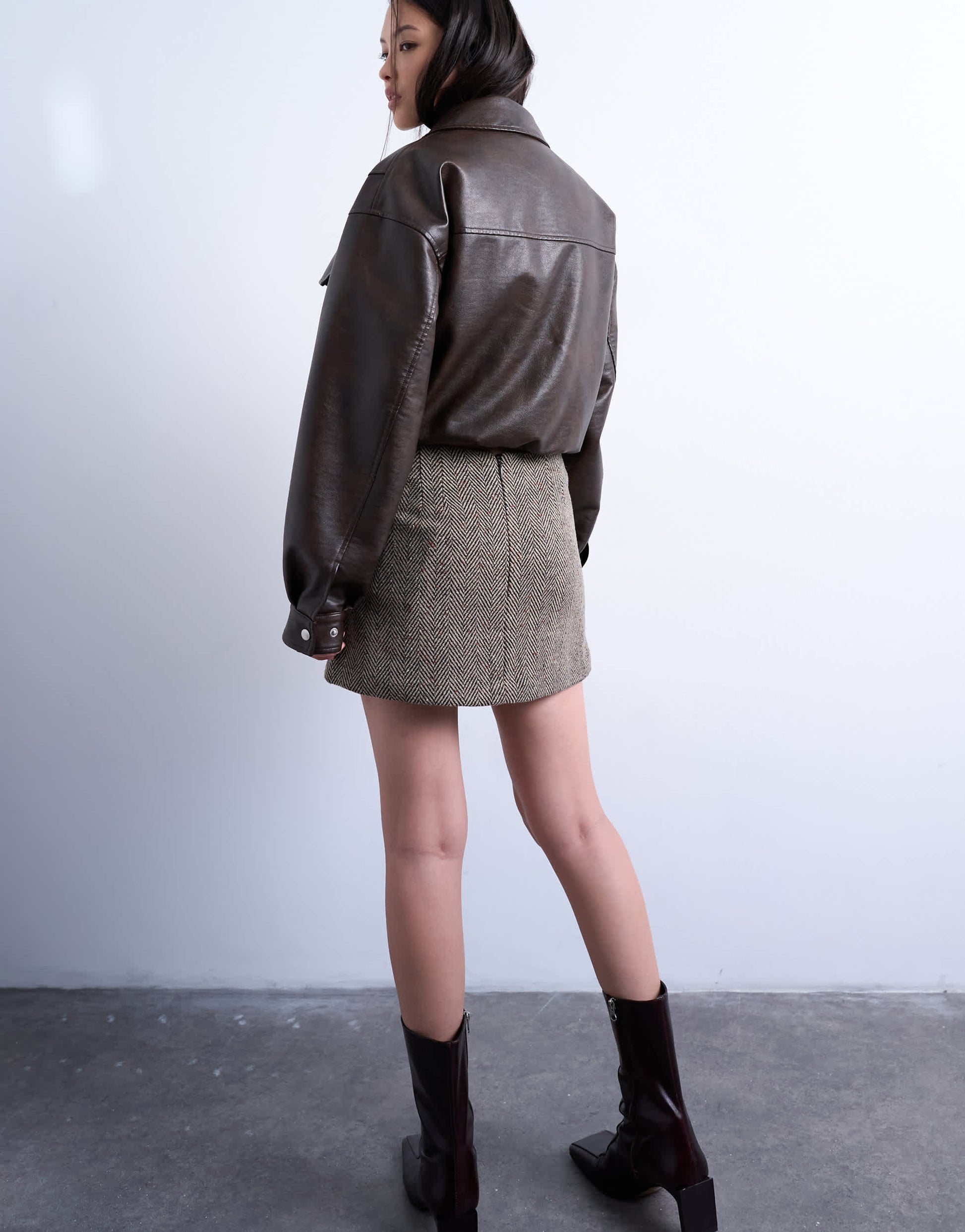 Topshop herringbone mini pelmet skirt in mono
