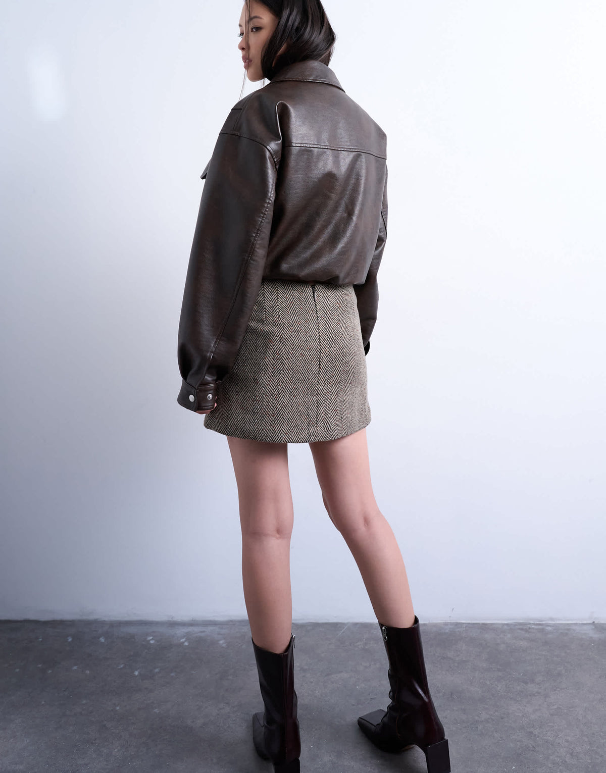 Topshop herringbone mini pelmet skirt in mono
