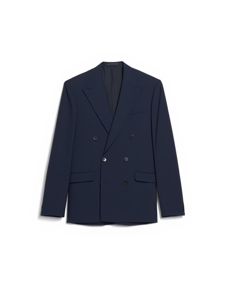 Topman double breasted linen rich blazer in navy