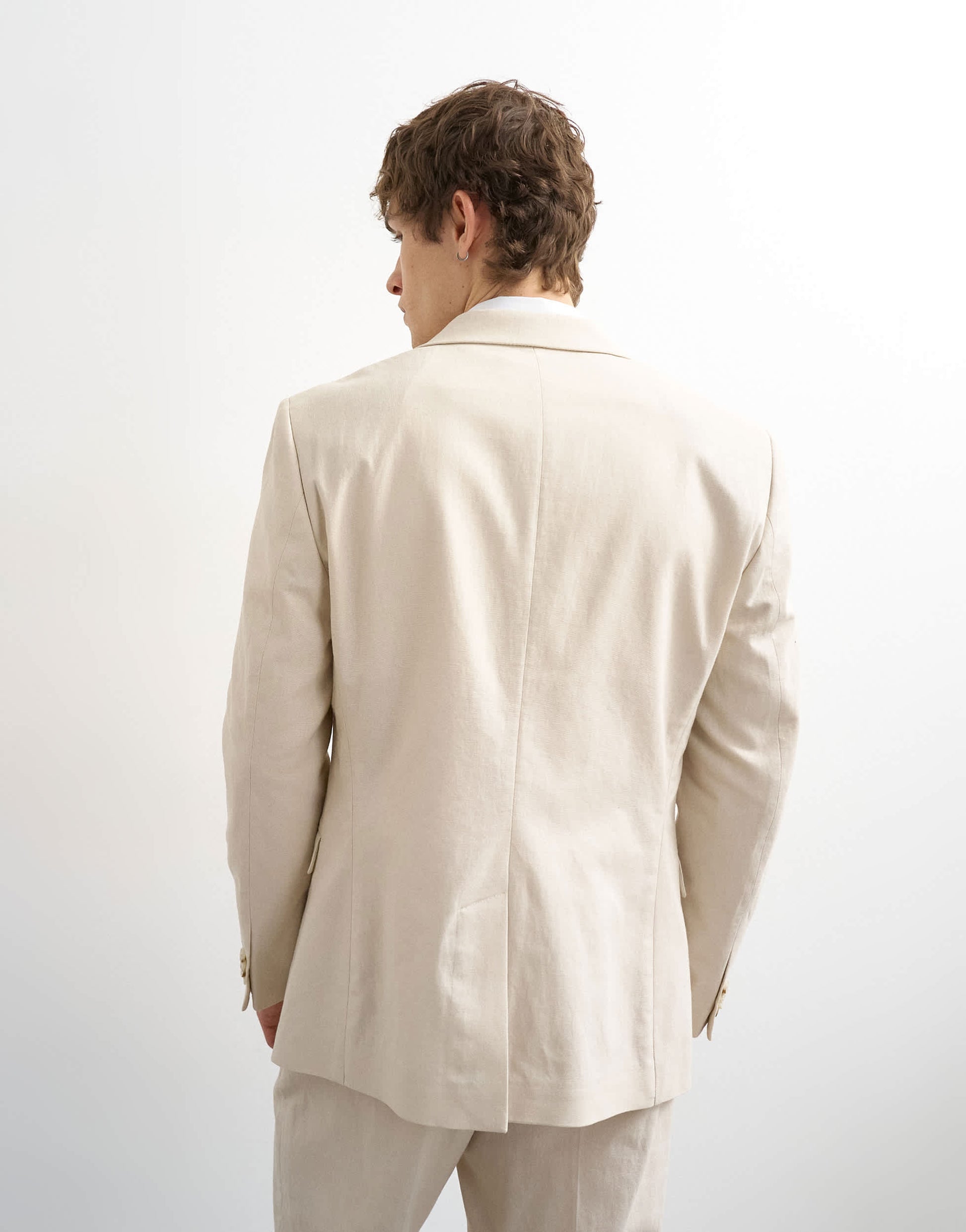 Topman linen rich blazer in stone