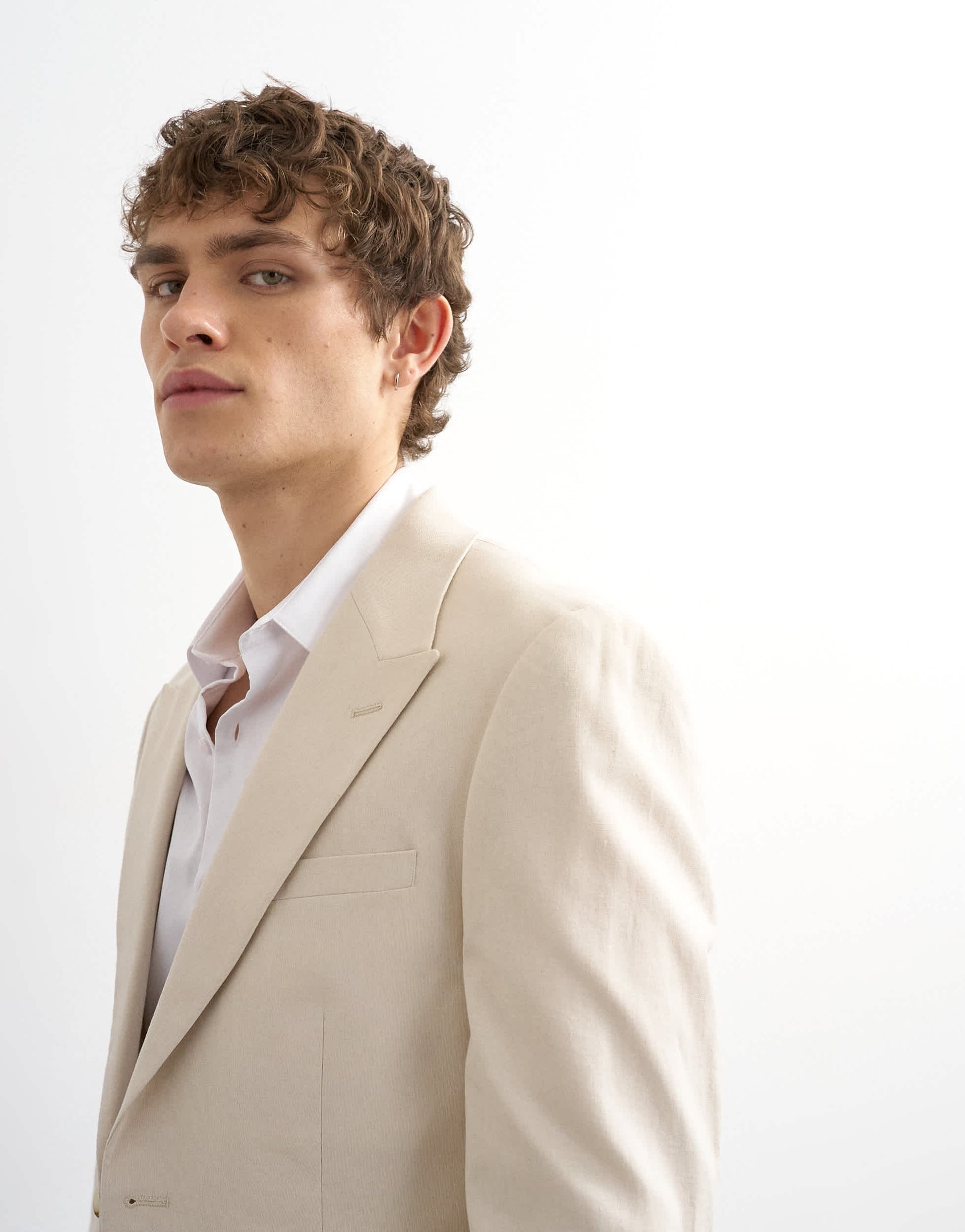 Topman linen rich blazer in stone