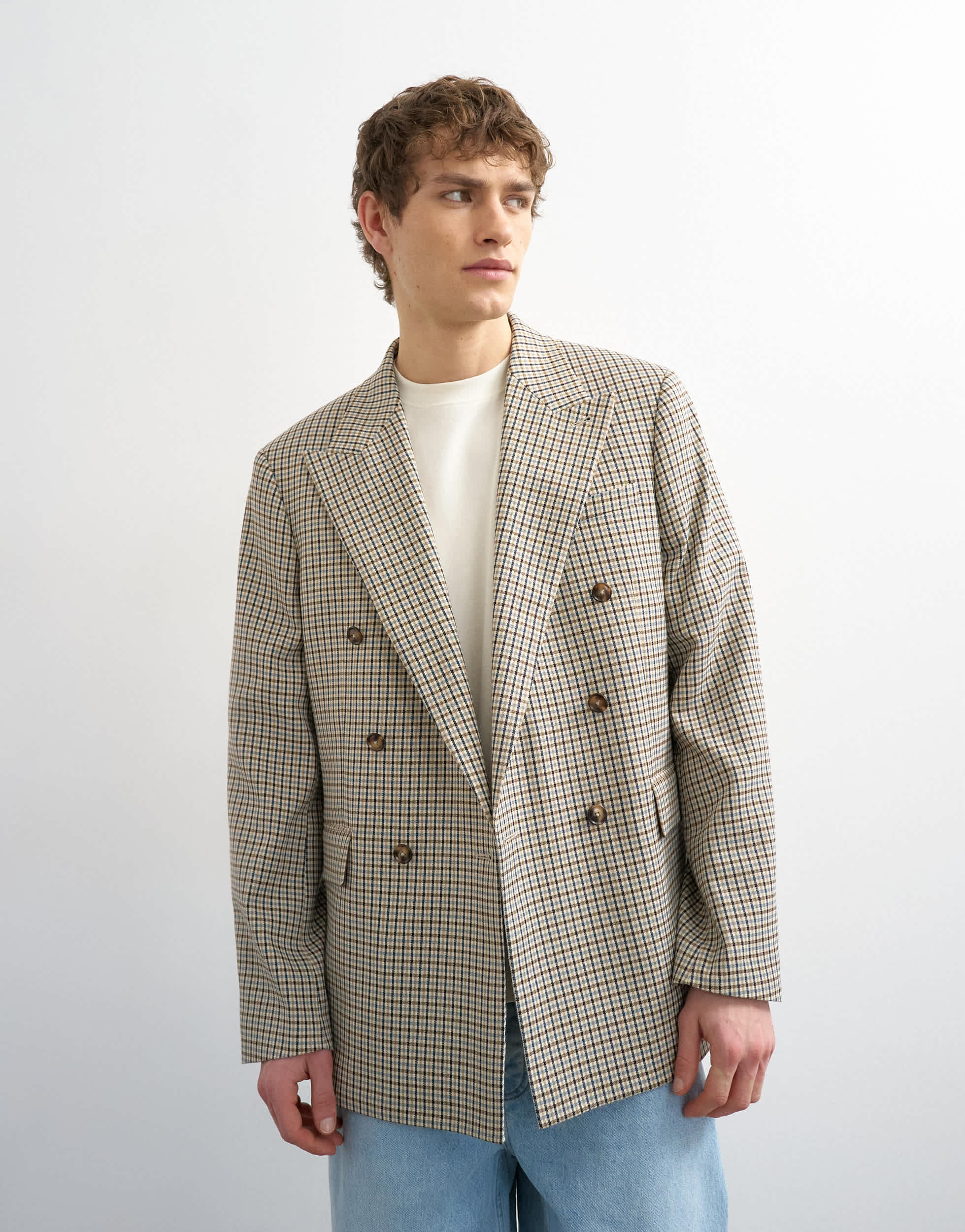 Topman relaxed gingham check blazer in multi