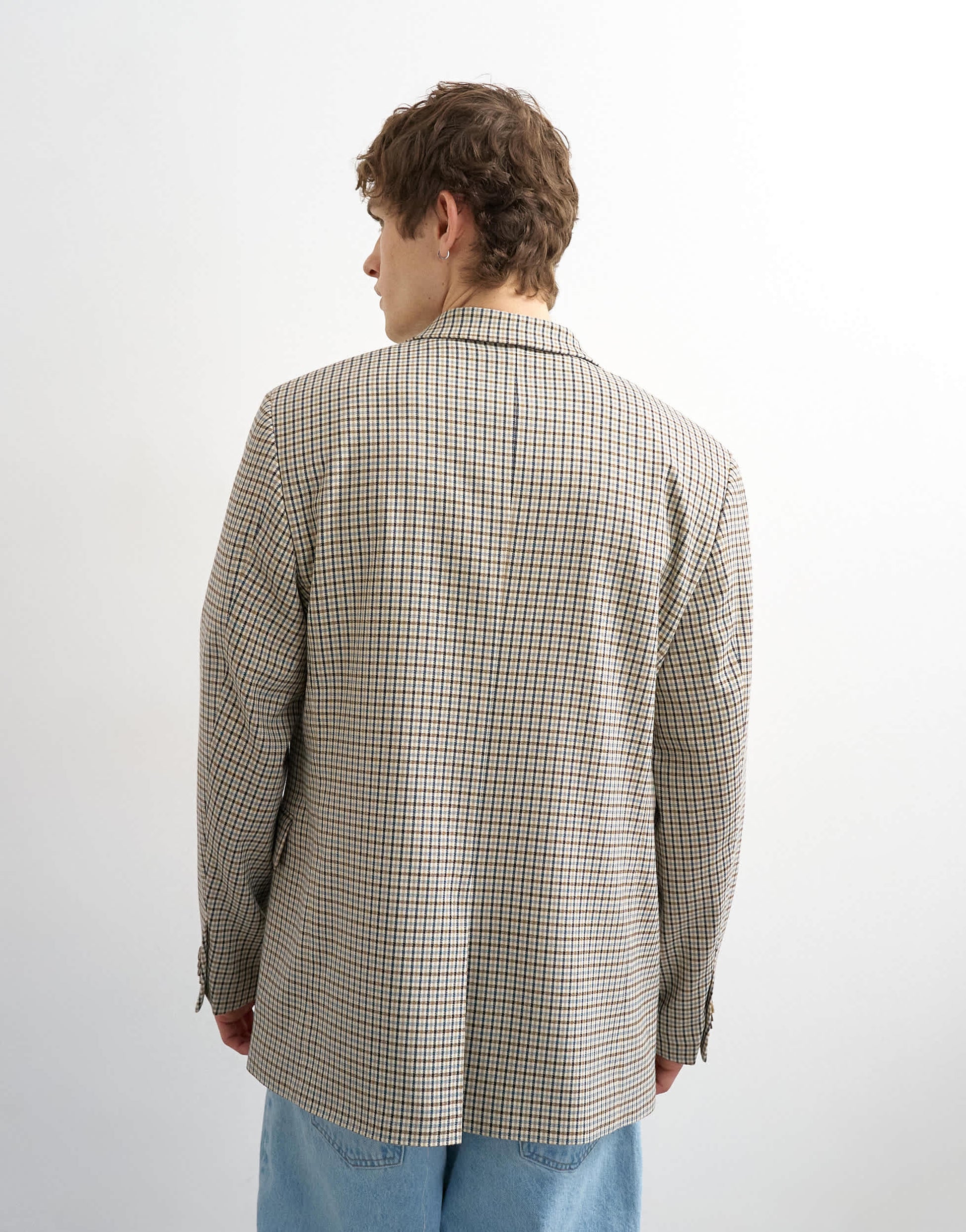 Topman relaxed gingham check blazer in multi