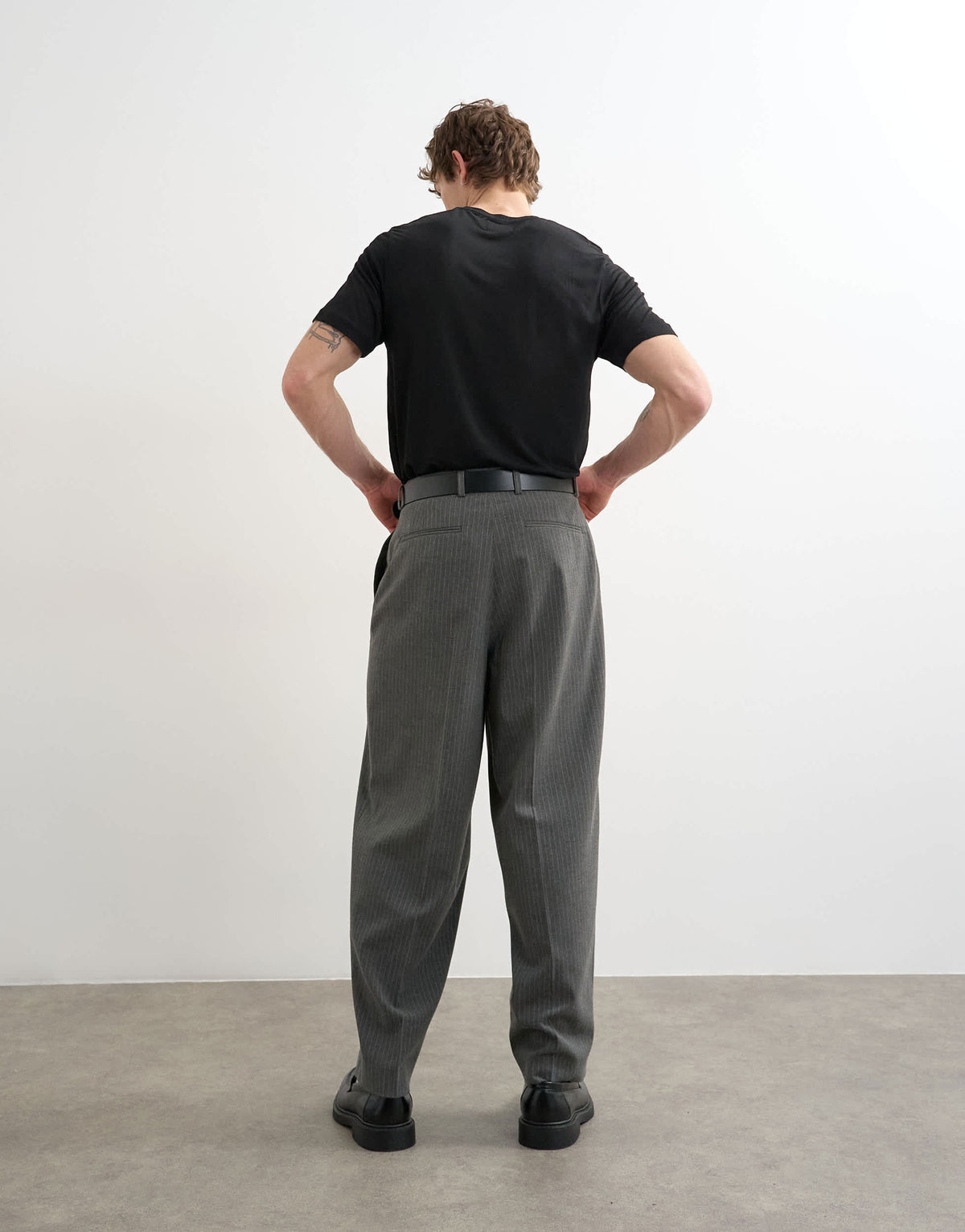 Topman relaxed fit pinstripe trouser in charcoal