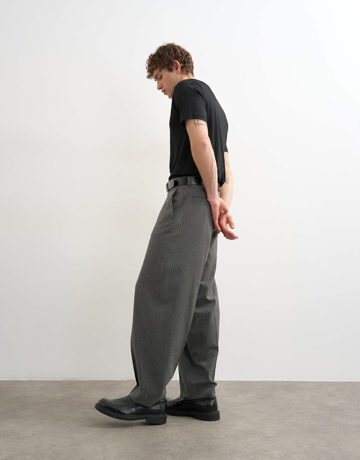 Topman relaxed fit pinstripe trouser in charcoal