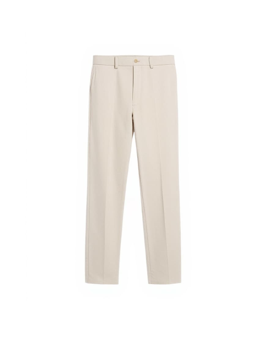 Topman straight fit linen rich trousers in stone