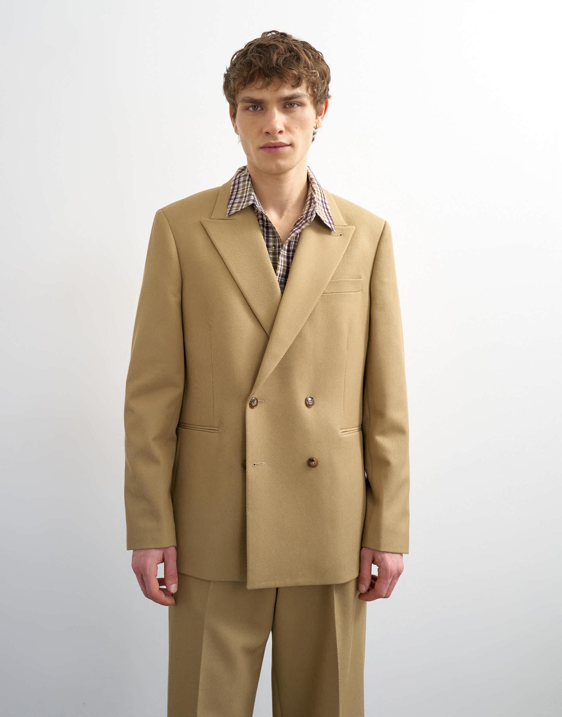 Topman relaxed twill suit jacket in beige