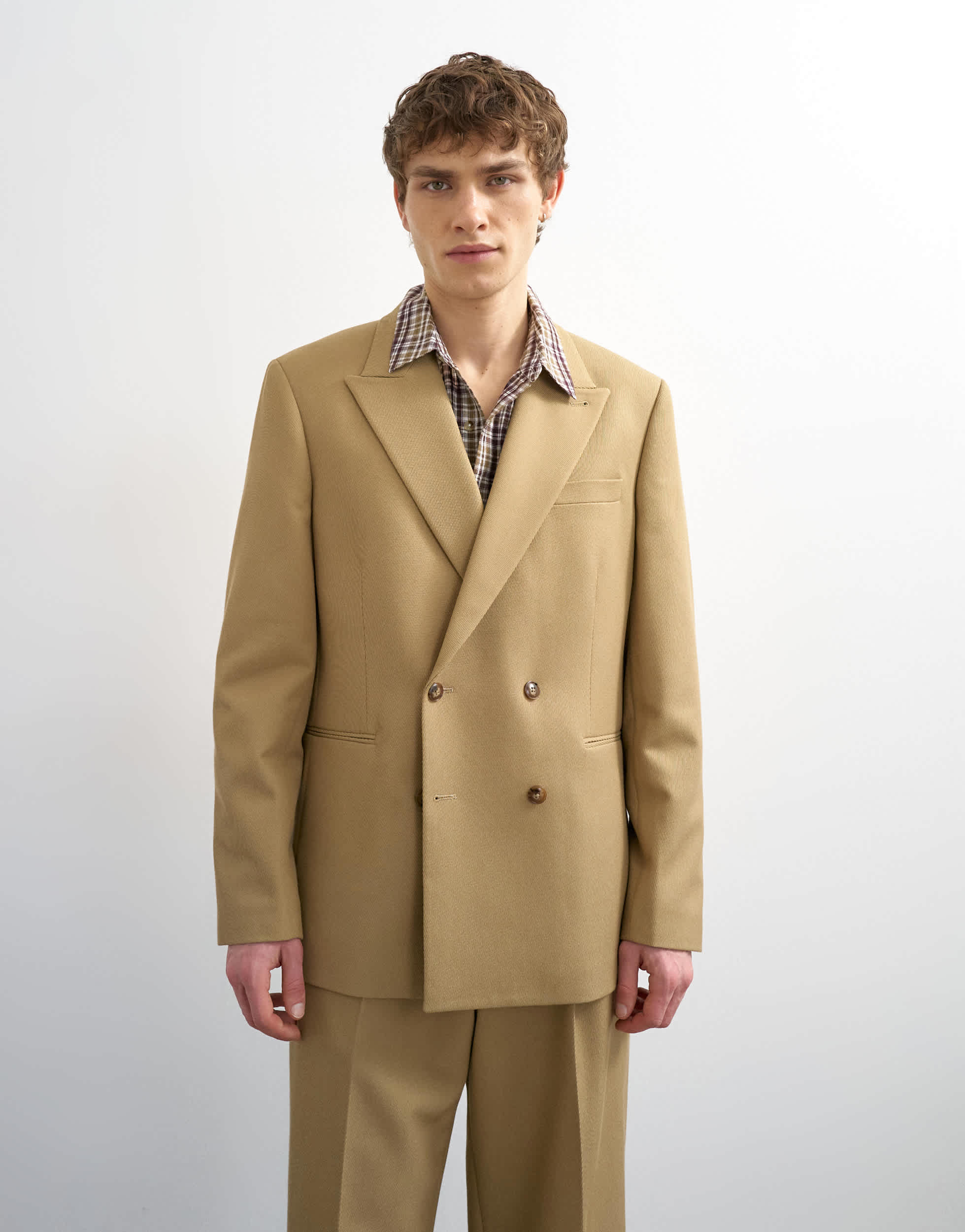Topman relaxed twill suit jacket in beige