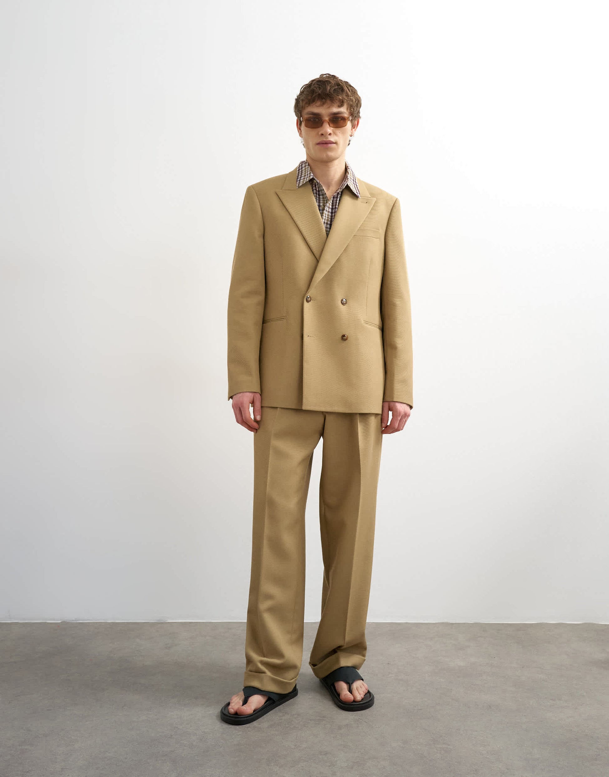 Topman relaxed twill suit jacket in beige