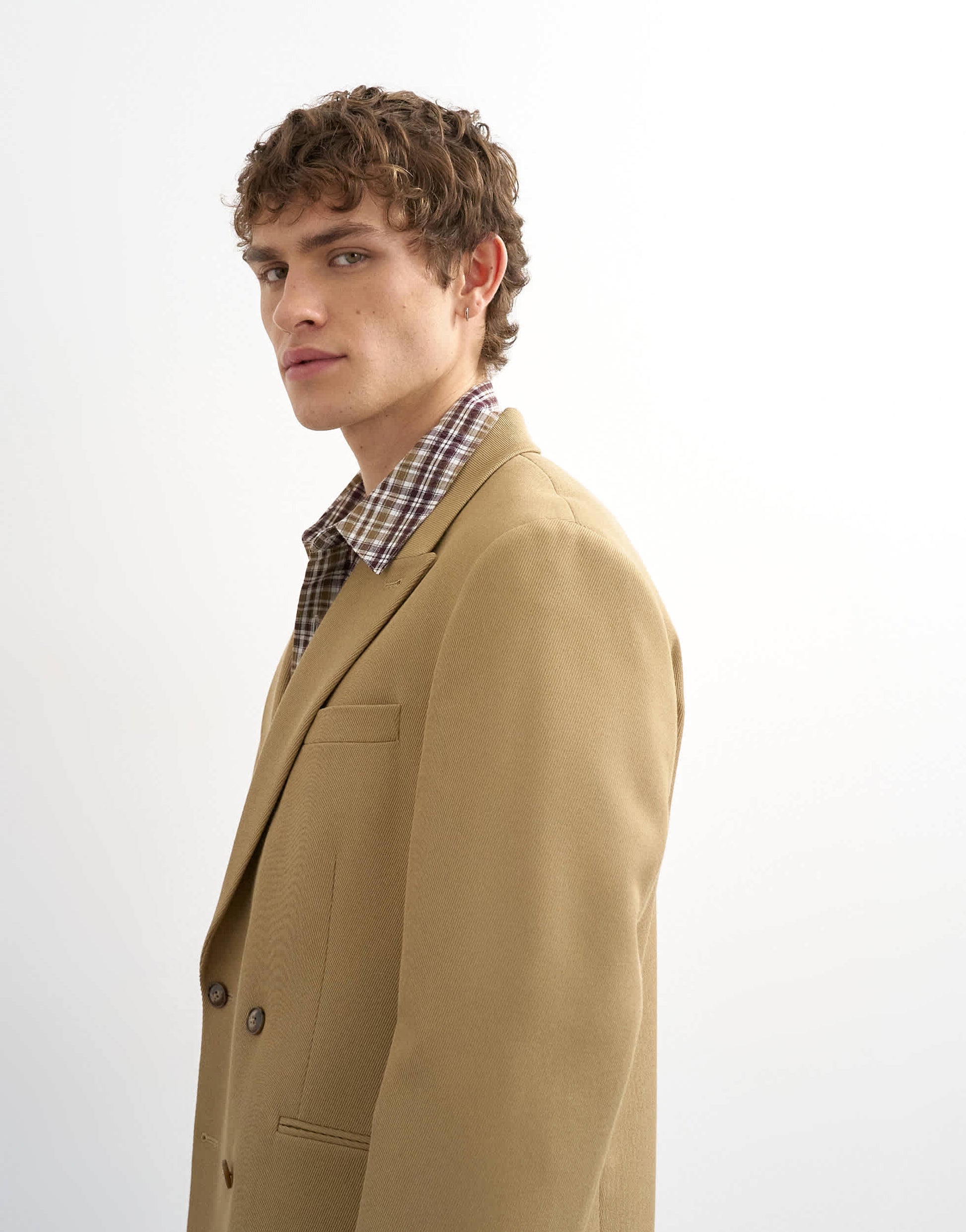 Topman relaxed twill suit jacket in beige