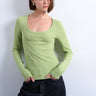 Topshop Premium-Rippstrick-Langarmshirt mit weitem Rundhalsausschnitt in Grün