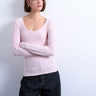 Topshop Premium Rippstrick-Langarmshirt mit weitem Rundhalsausschnitt in Hellrosa