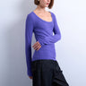 Topshop Premium-Rippstrick-Langarmshirt mit weitem Rundhalsausschnitt in Lila