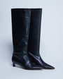 Topshop Sophie Premium leather point toe knee high boot in black