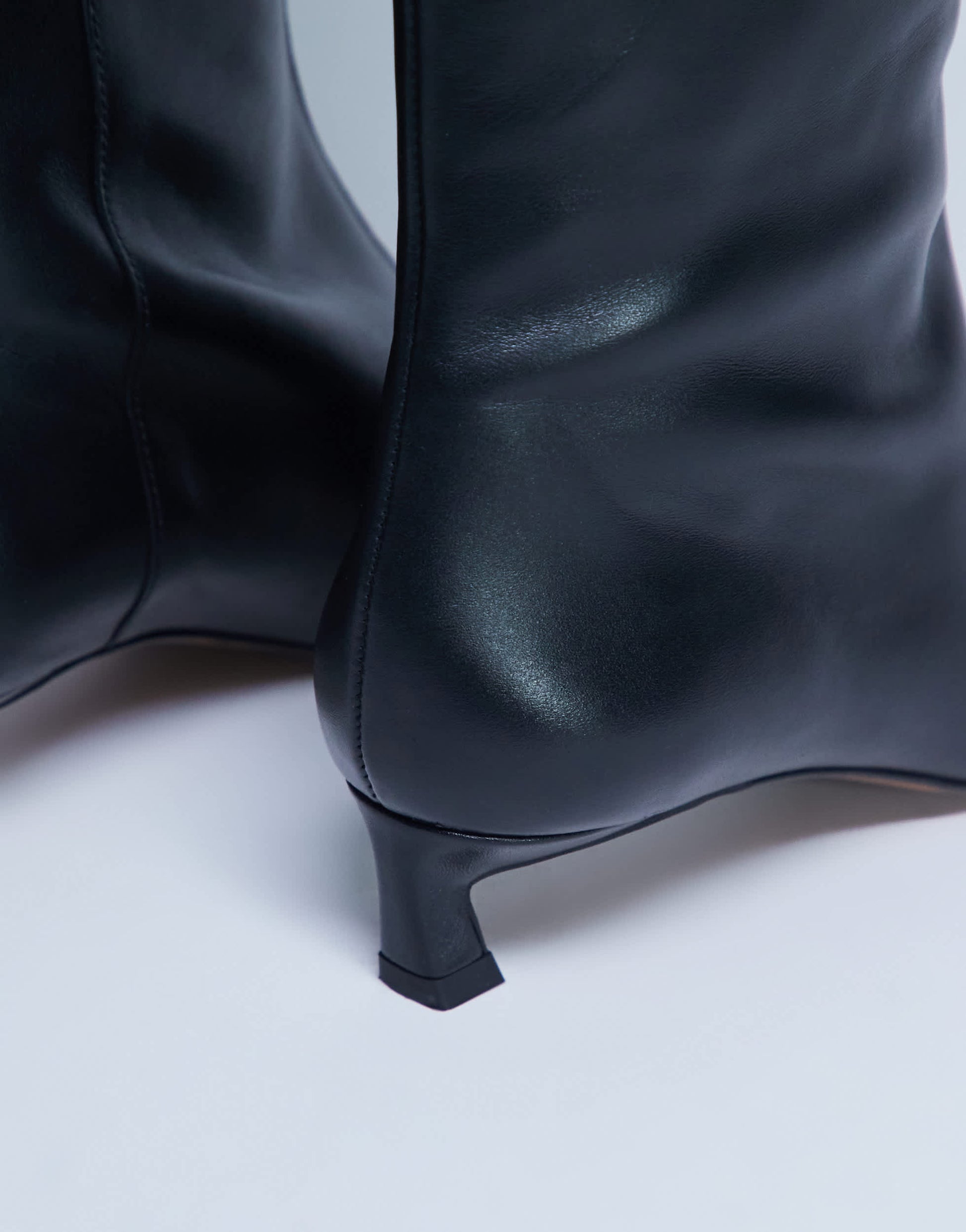 Topshop Sophie Premium leather point toe knee high boot in black