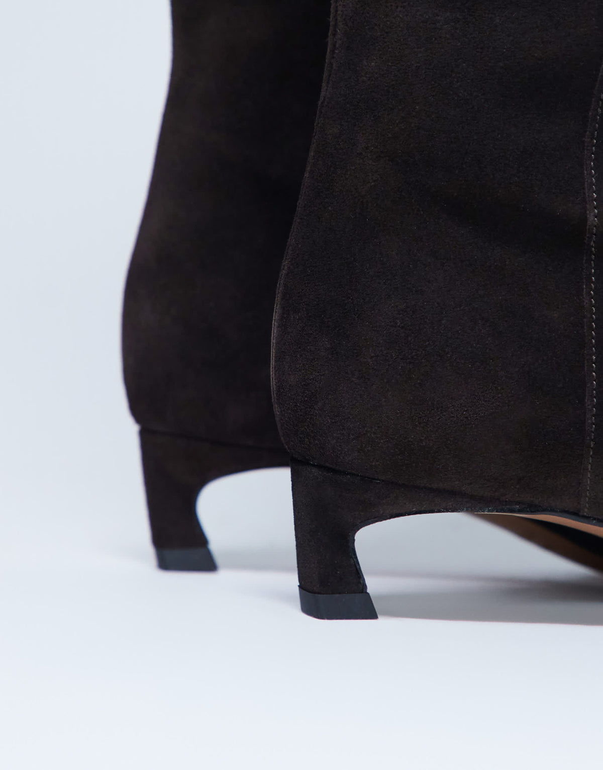 Topshop Sophie Premium suede leather point toe knee high boot in chocolate