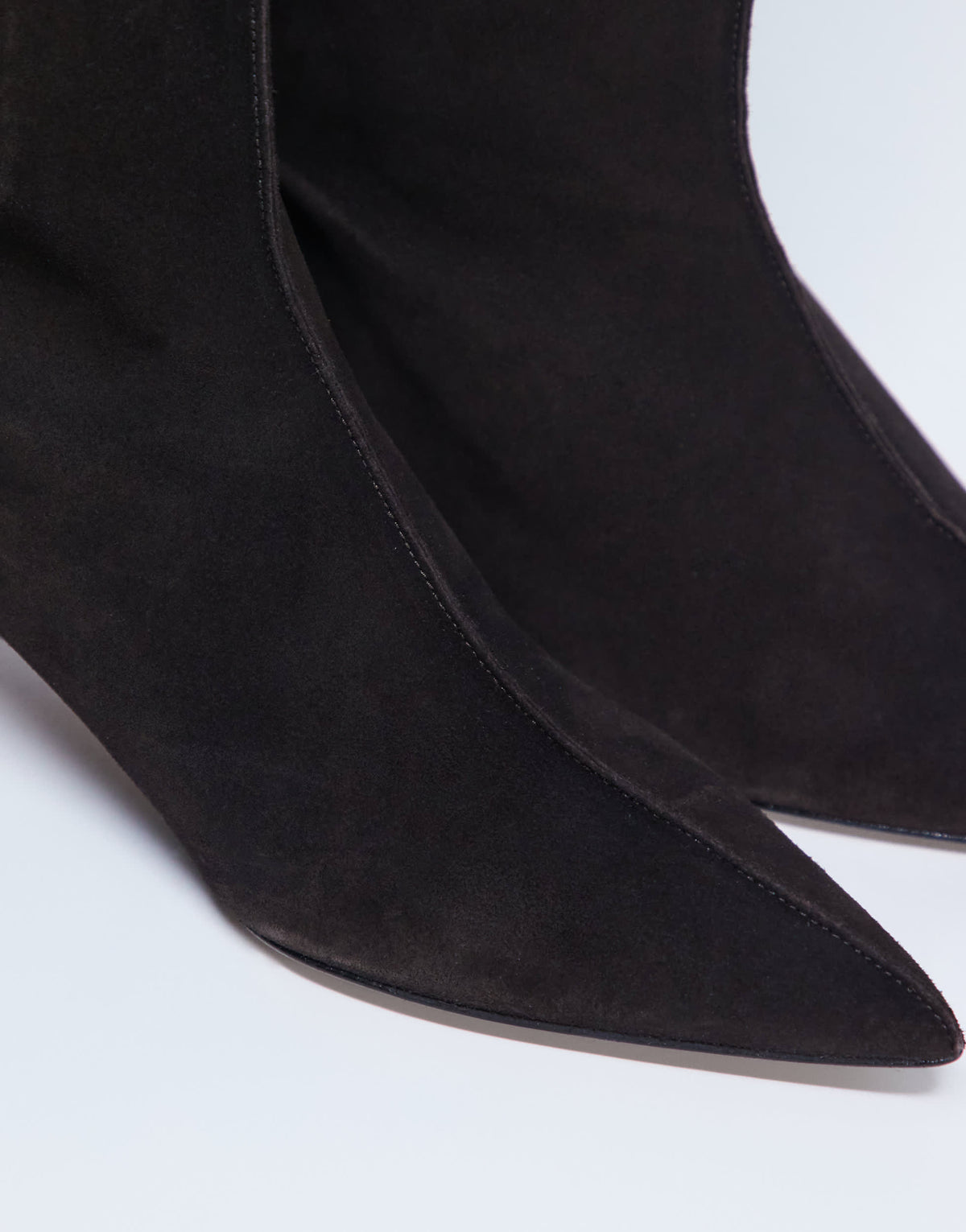 Topshop Sophie Premium suede leather point toe knee high boot in chocolate