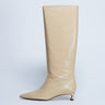Topshop Sophie Premium Leder-Kniestiefel mit spitzer Zehenpartie in Buttermilch