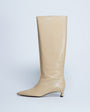 Topshop Sophie Premium leather point toe knee high boot in buttermilk