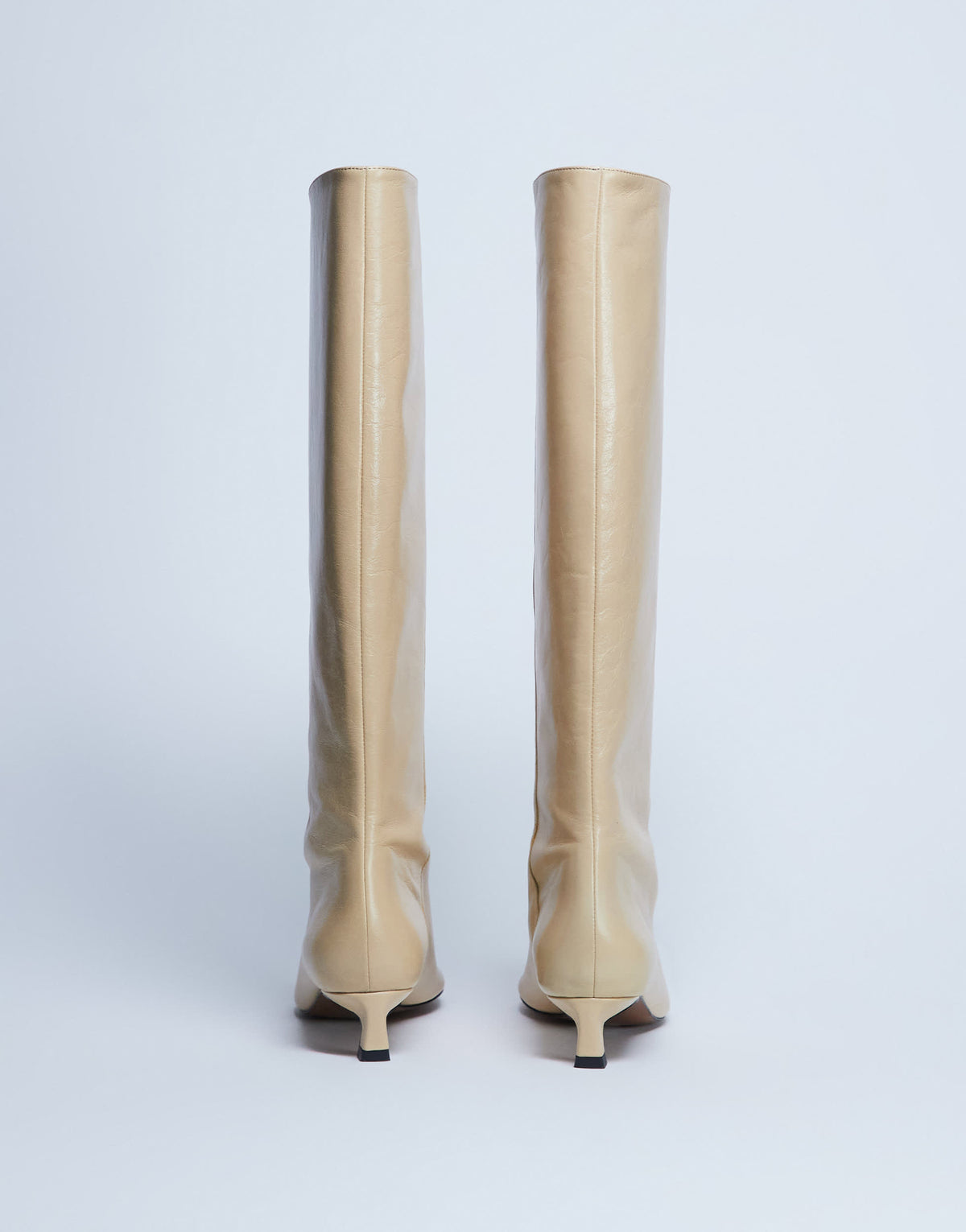 Topshop Sophie Premium leather point toe knee high boot in buttermilk