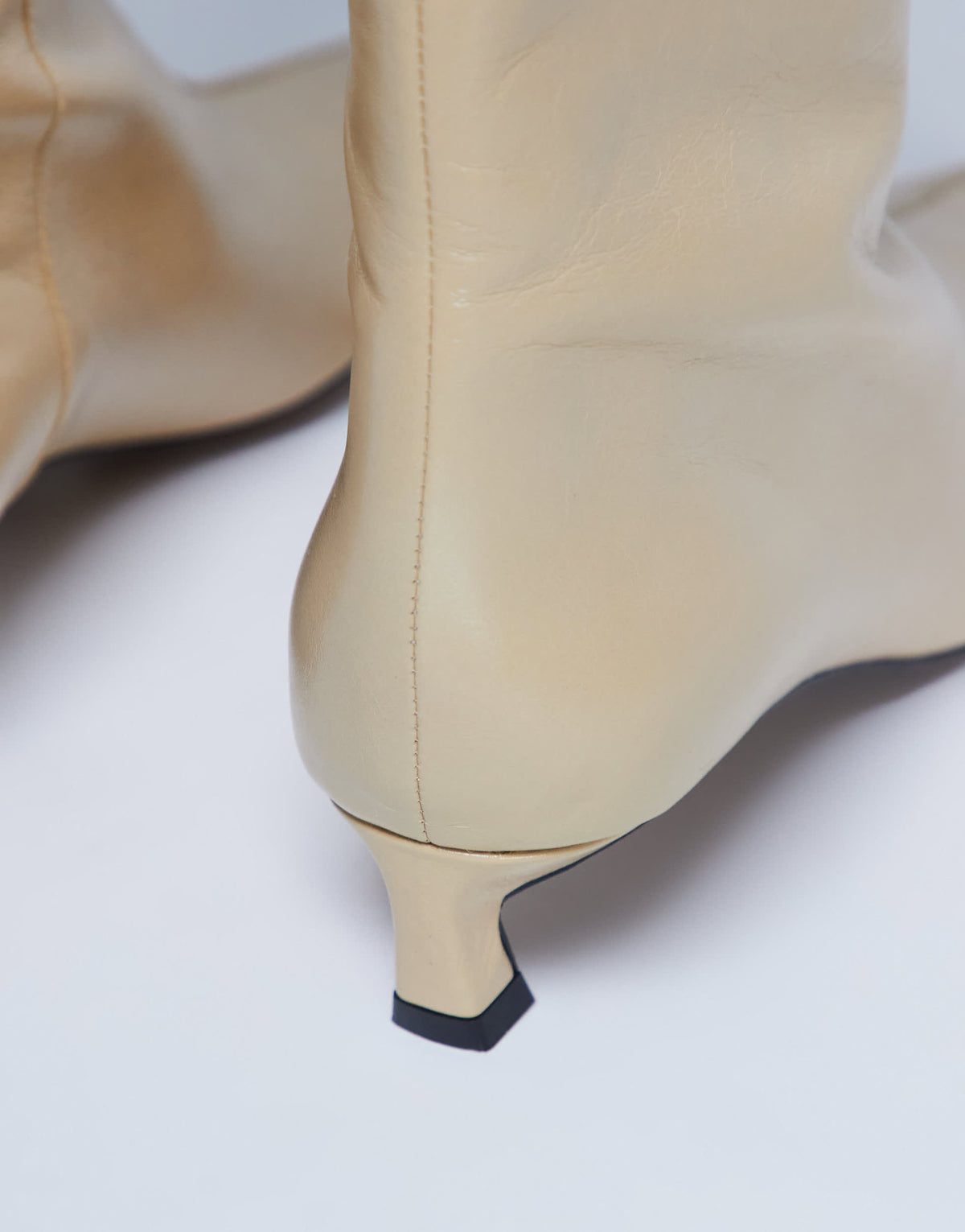 Topshop Sophie Premium leather point toe knee high boot in buttermilk