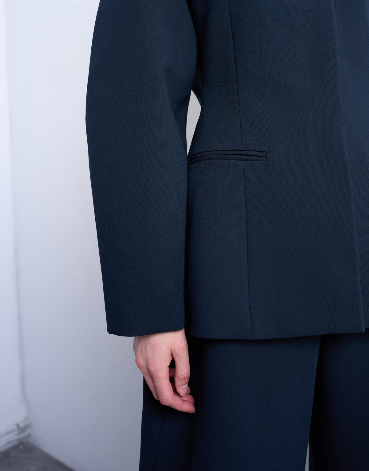Topshop collarless structured blazer in navy