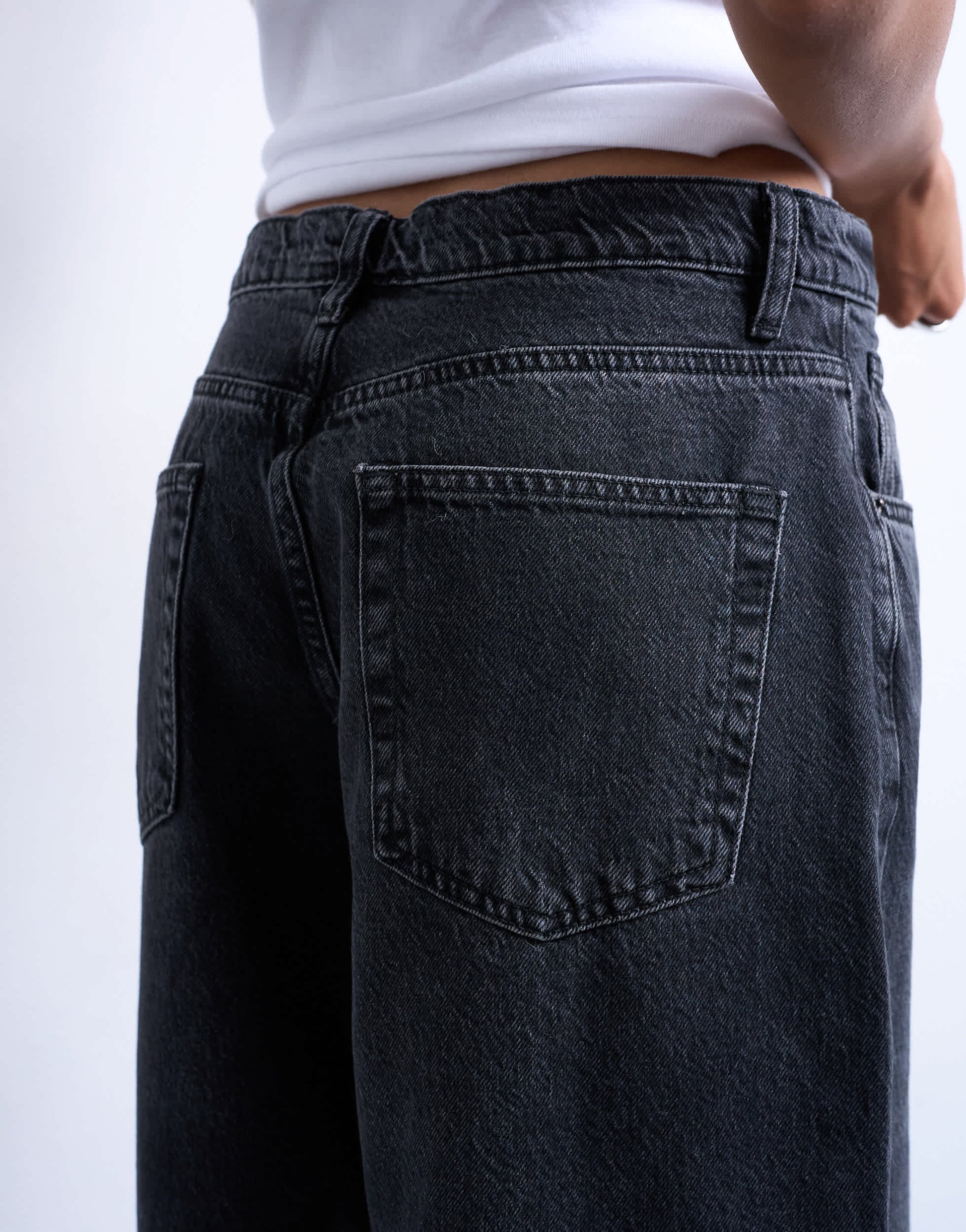 Topshop Lowrie low rise baggy jean in washed black