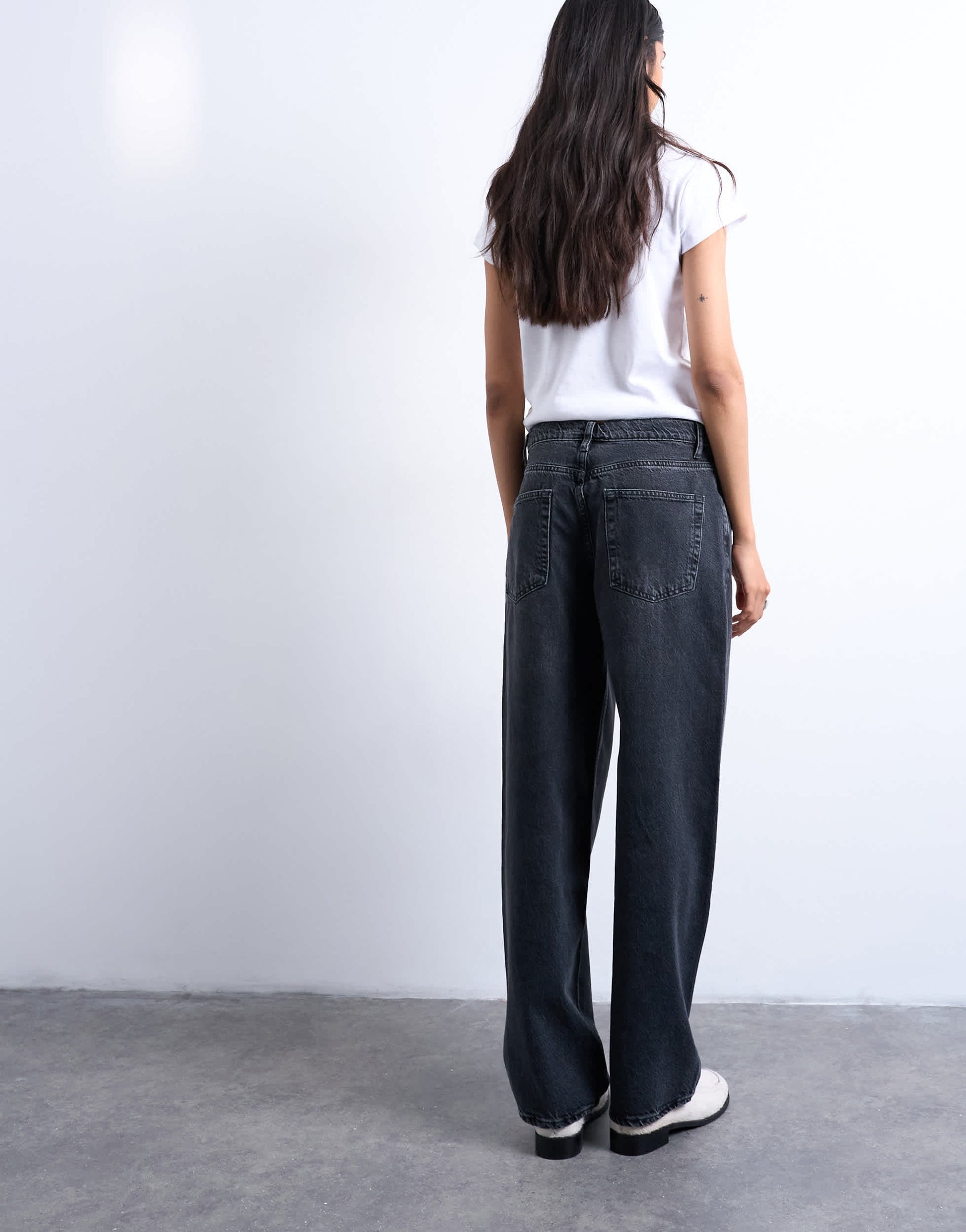 Topshop Lowrie low rise baggy jean in washed black