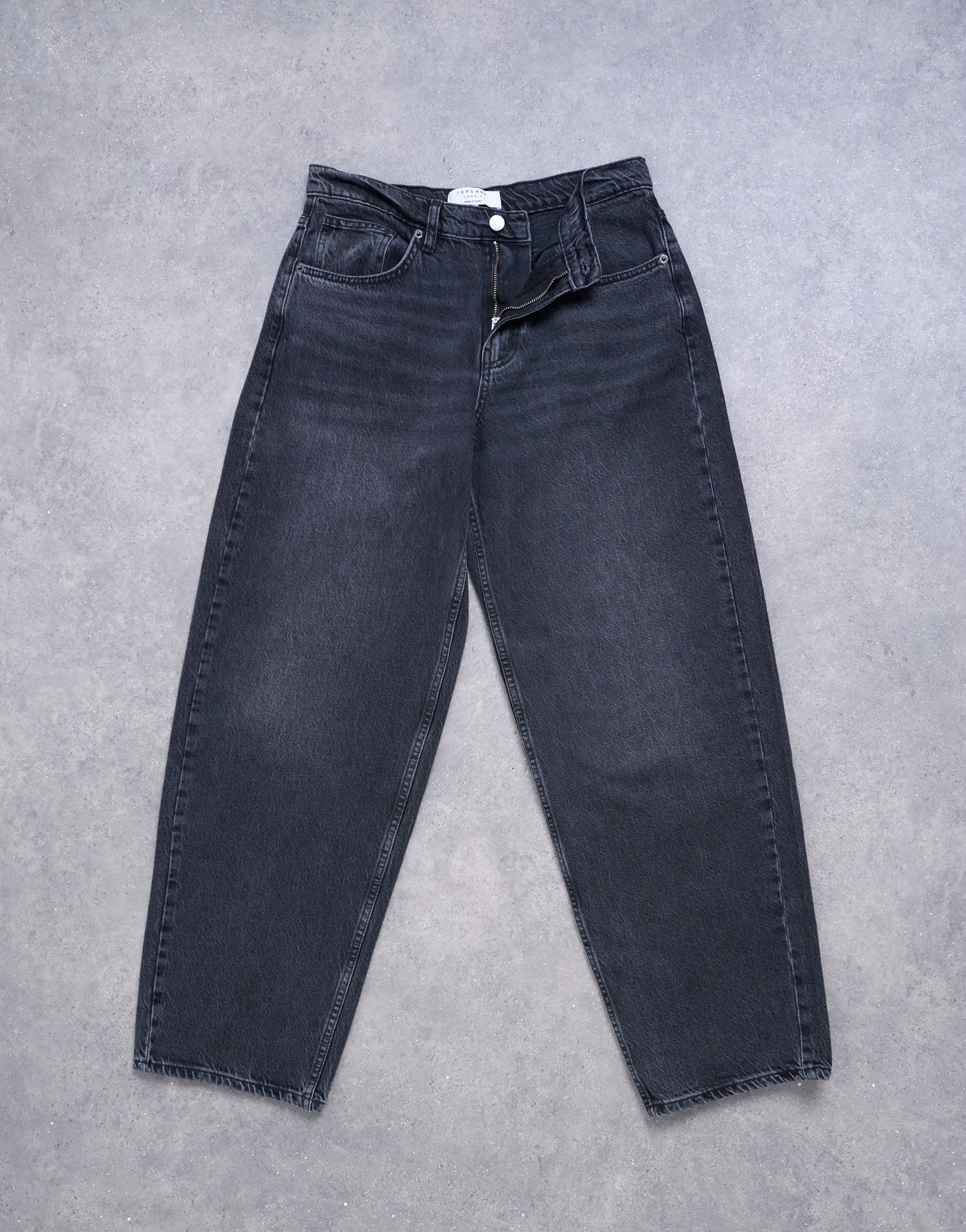 Topshop Lowrie low rise baggy jean in washed black