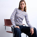 Topshop stripe long sleeve everyday tee in purple