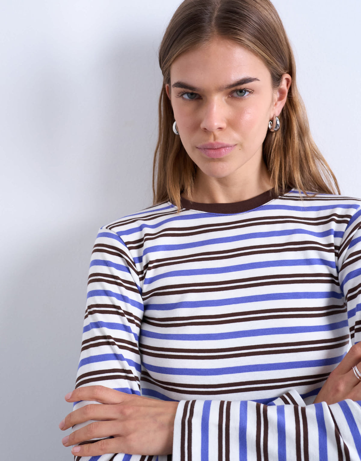 Topshop stripe long sleeve everyday tee in purple
