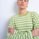 Topshop stripe long sleeve slouchy skater tee in mint green