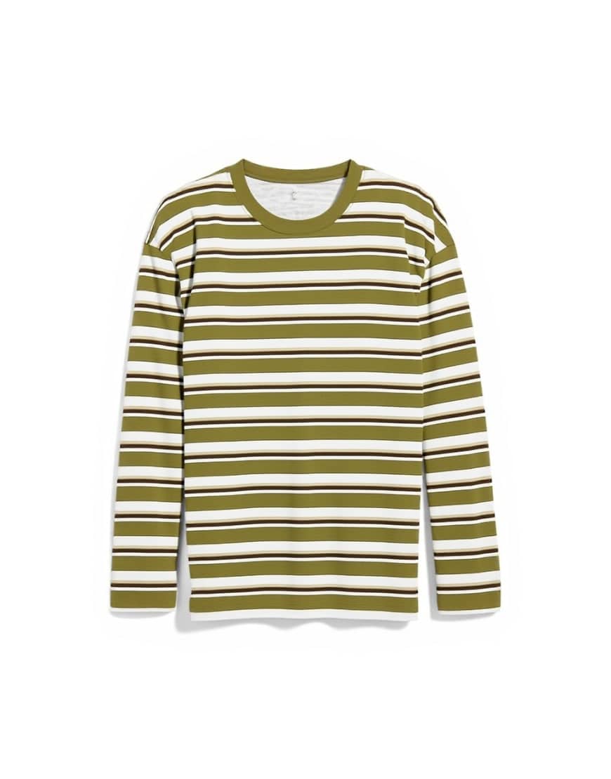 Topshop stripe long sleeve slouchy skater tee in khaki 