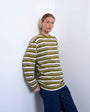 Topshop stripe long sleeve slouchy skater tee in khaki 
