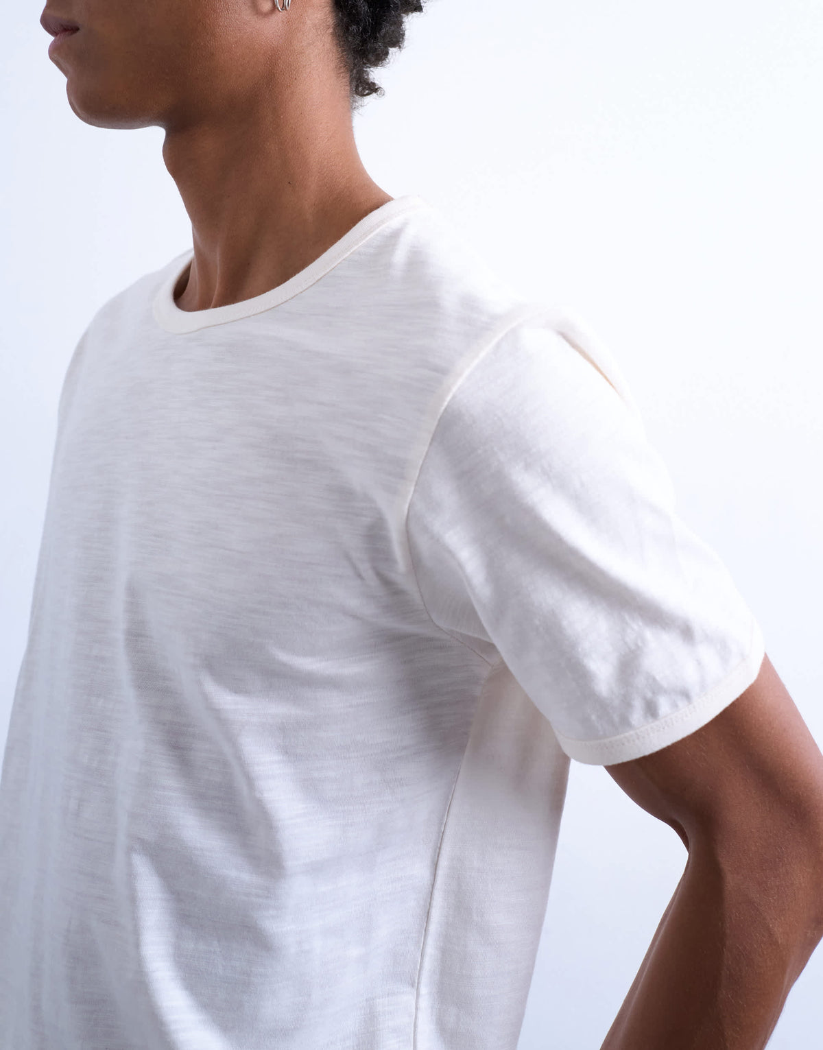 Topman cropped fit slub t-shirt in white
