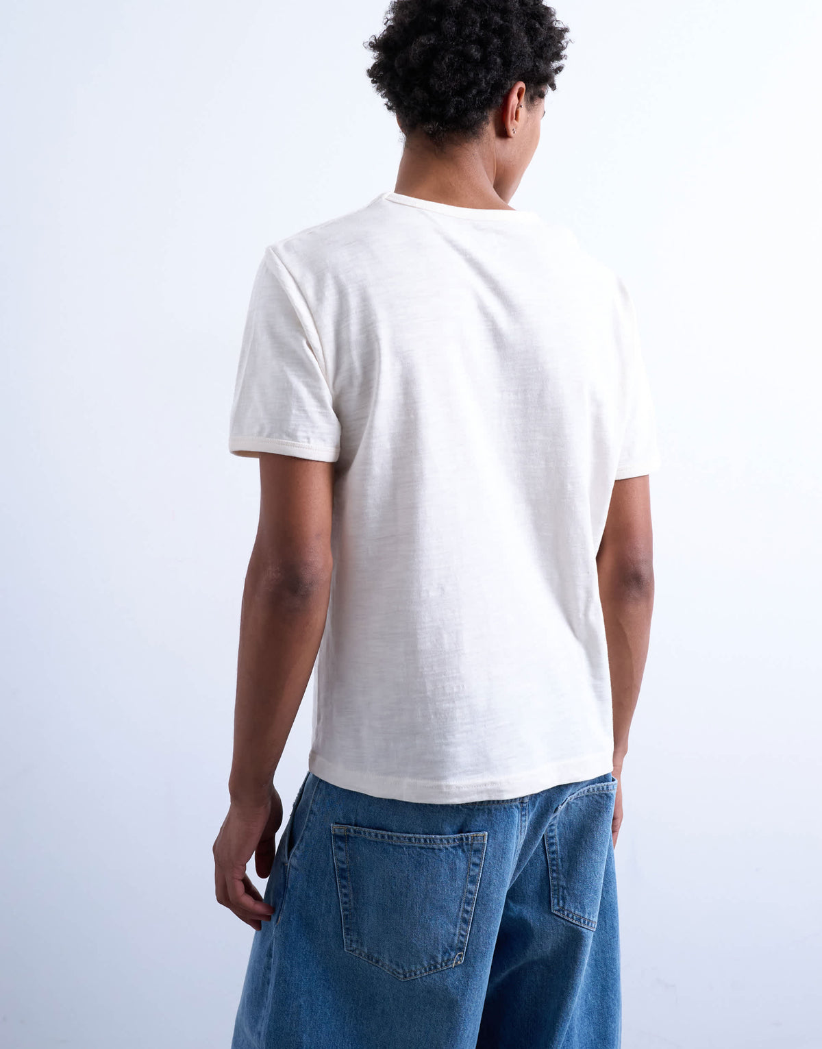 Topman cropped fit slub t-shirt in white