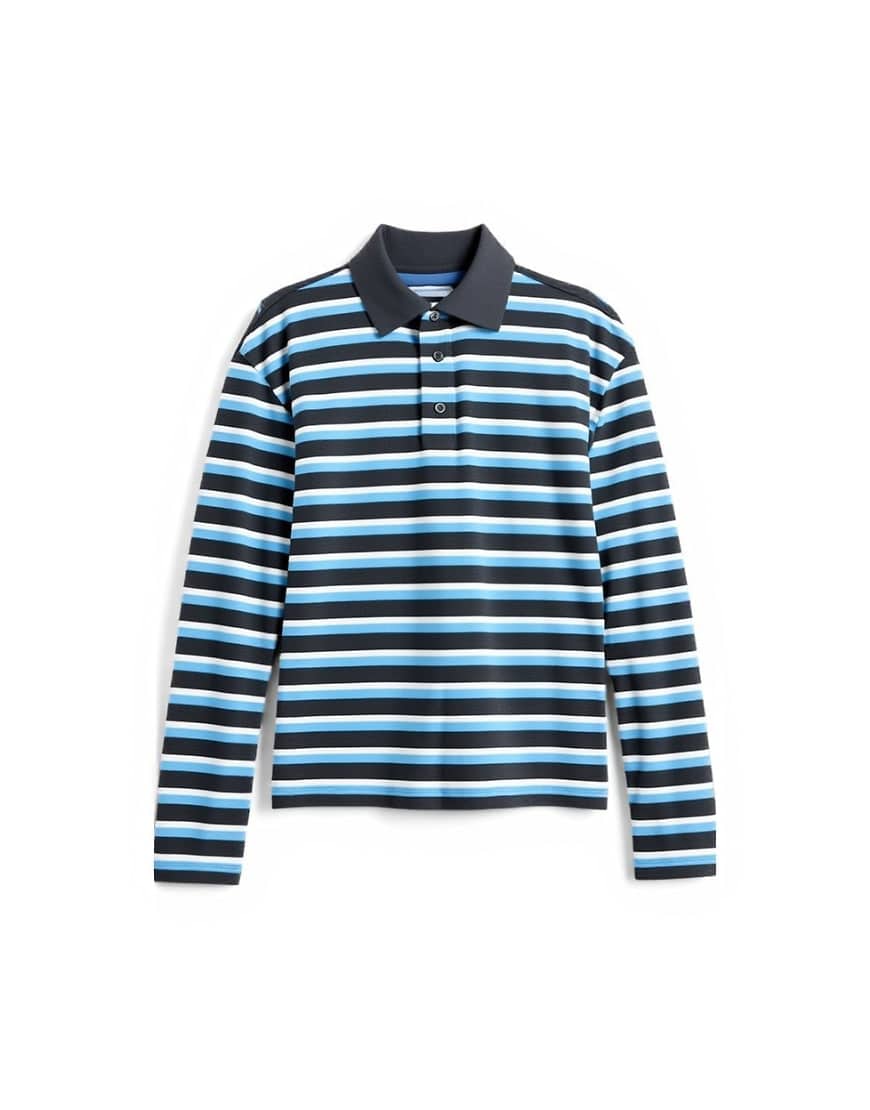 Topman long sleeve cropped rugby polo in blue