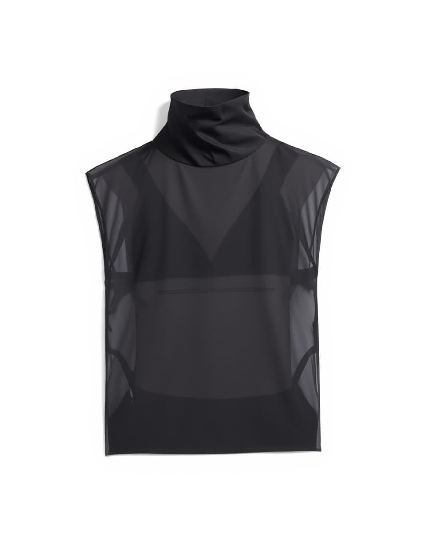 Topshop funnel neck sheer organza top in black