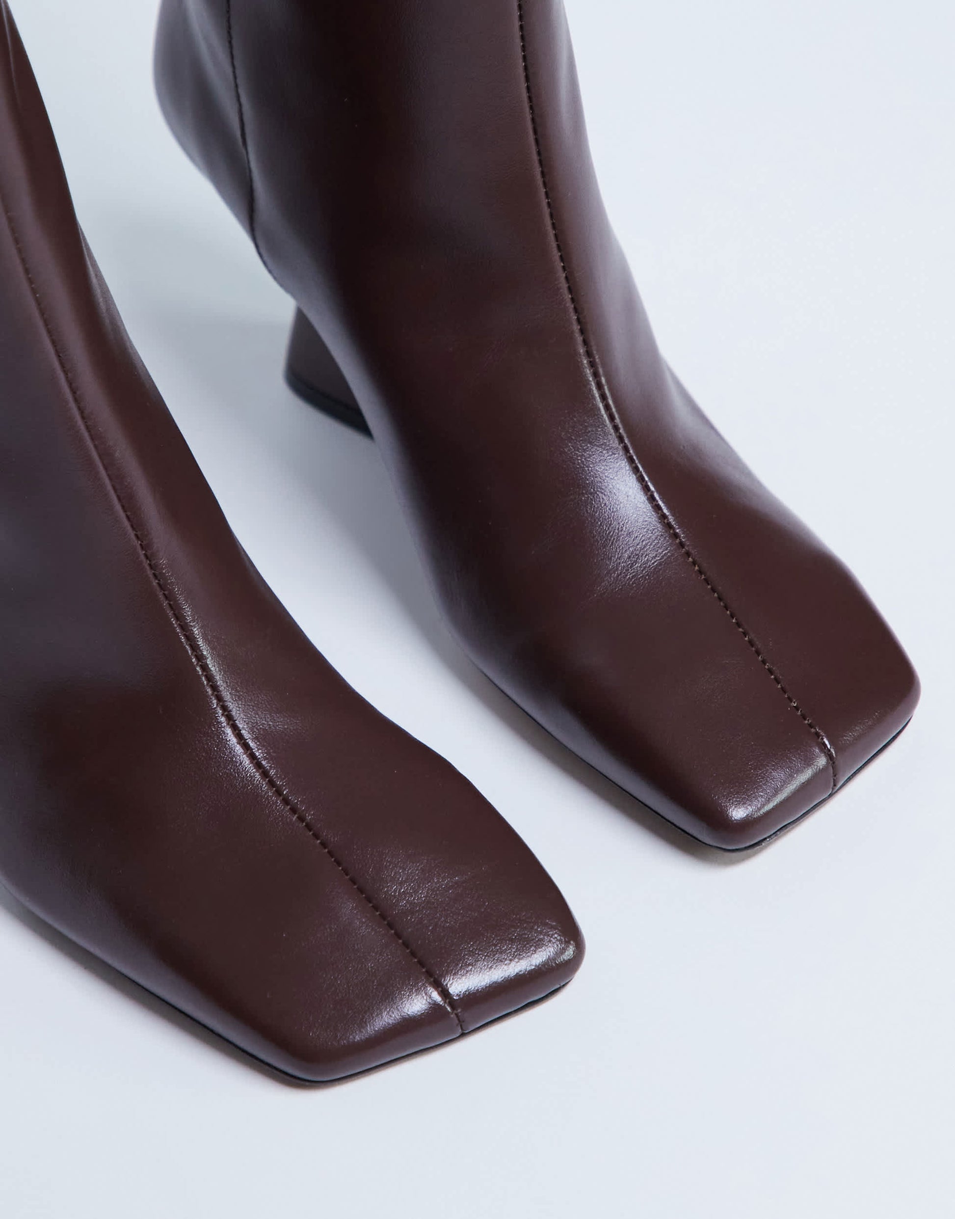 Topshop Selma Premium leather knee high wedge boot in chocolate