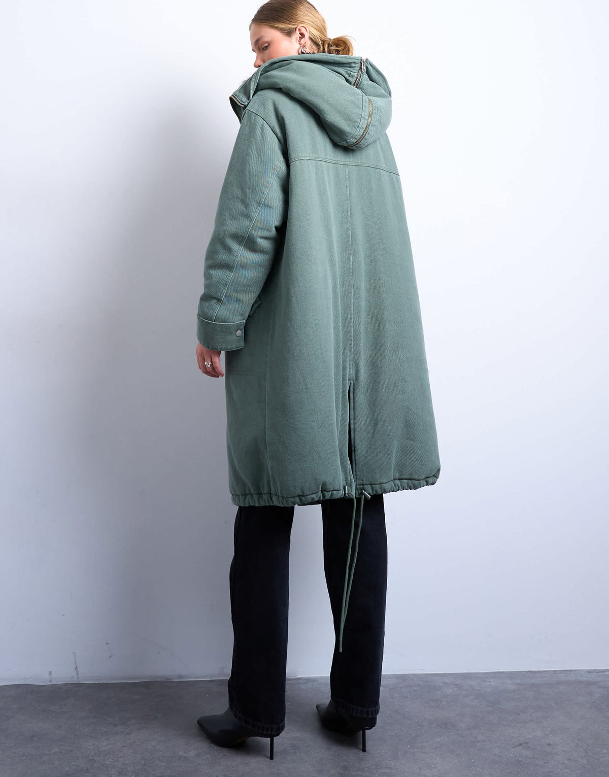 Topshop premium oversized parka with fur hood in khaki